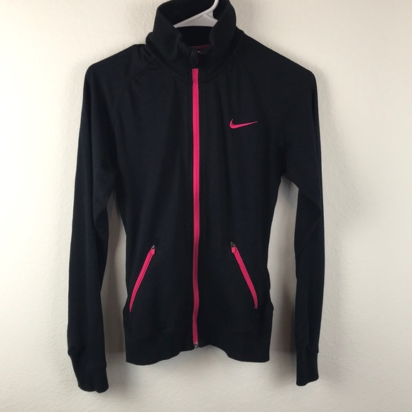 Nike Sweaters - Nike Drifit XS black sweater with pink zipper